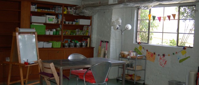Our simplified kids art space and basement toy area