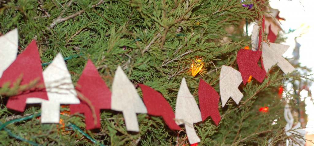 Sewing a felt tree garland or banner for Christmas