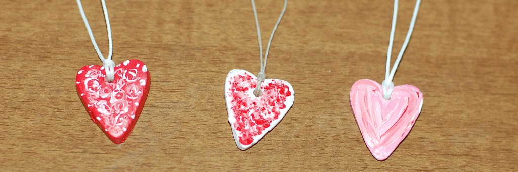Easy, cheap, heart necklaces made from clay