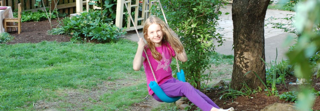 Simple tree swing using a rope and an old pool noodle