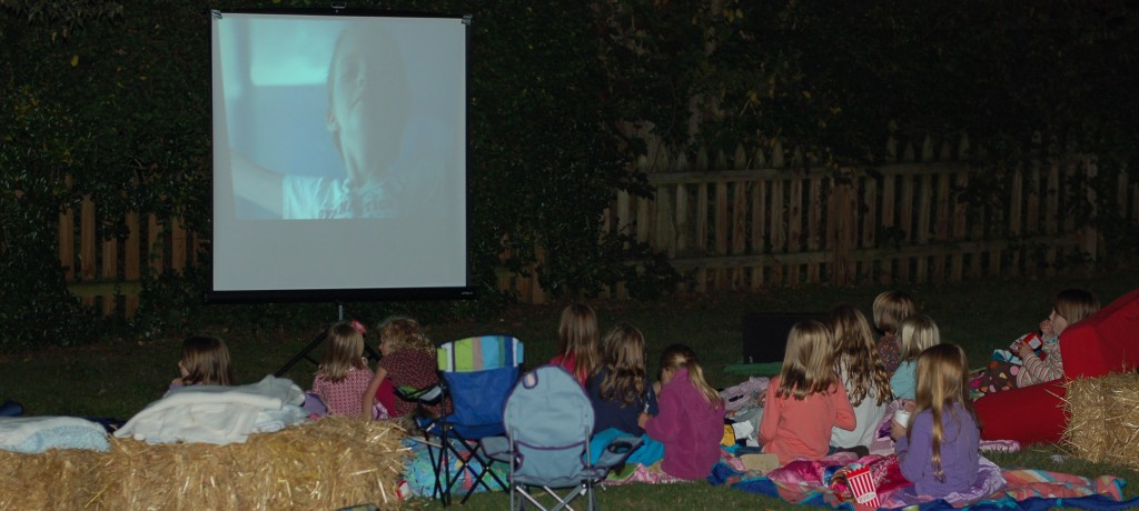 Backyard movie night party for our girl who is 8!