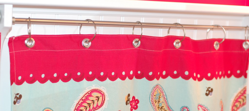 Sew a shower curtain into a window curtain