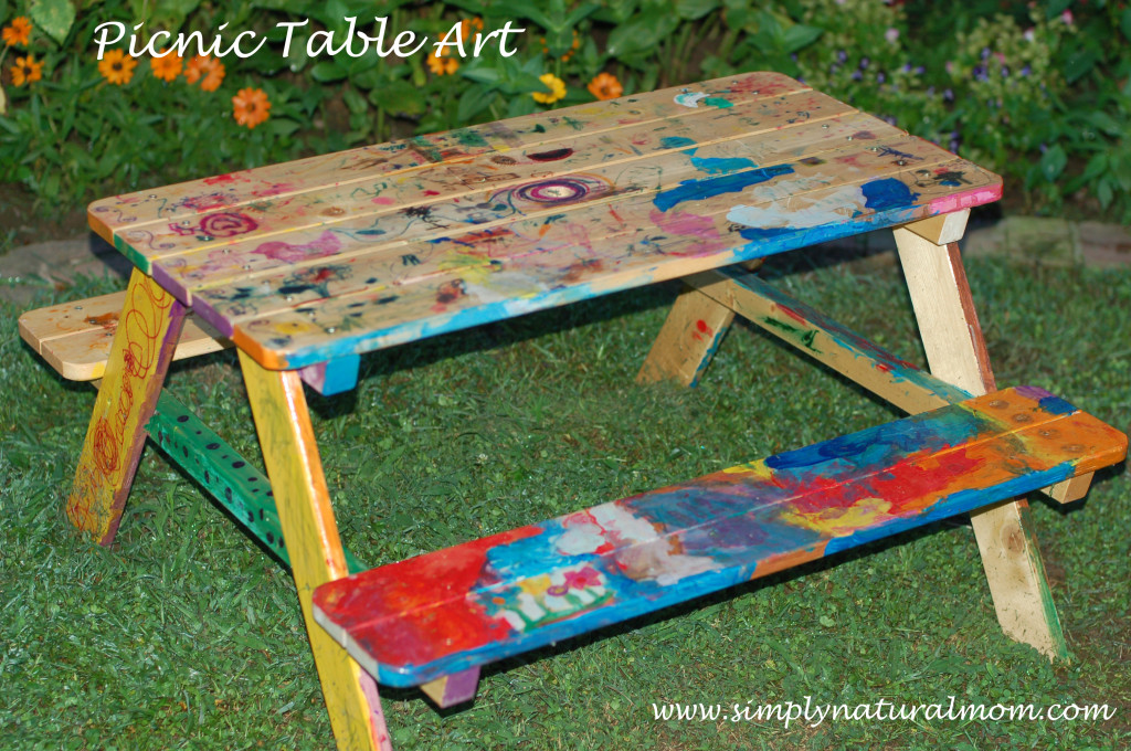 Picnic Table Art – such a fun kid art project!